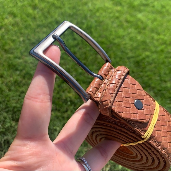 🇮🇹 NEW woven tan brown belt from Italy XL - Picture 4 of 6
